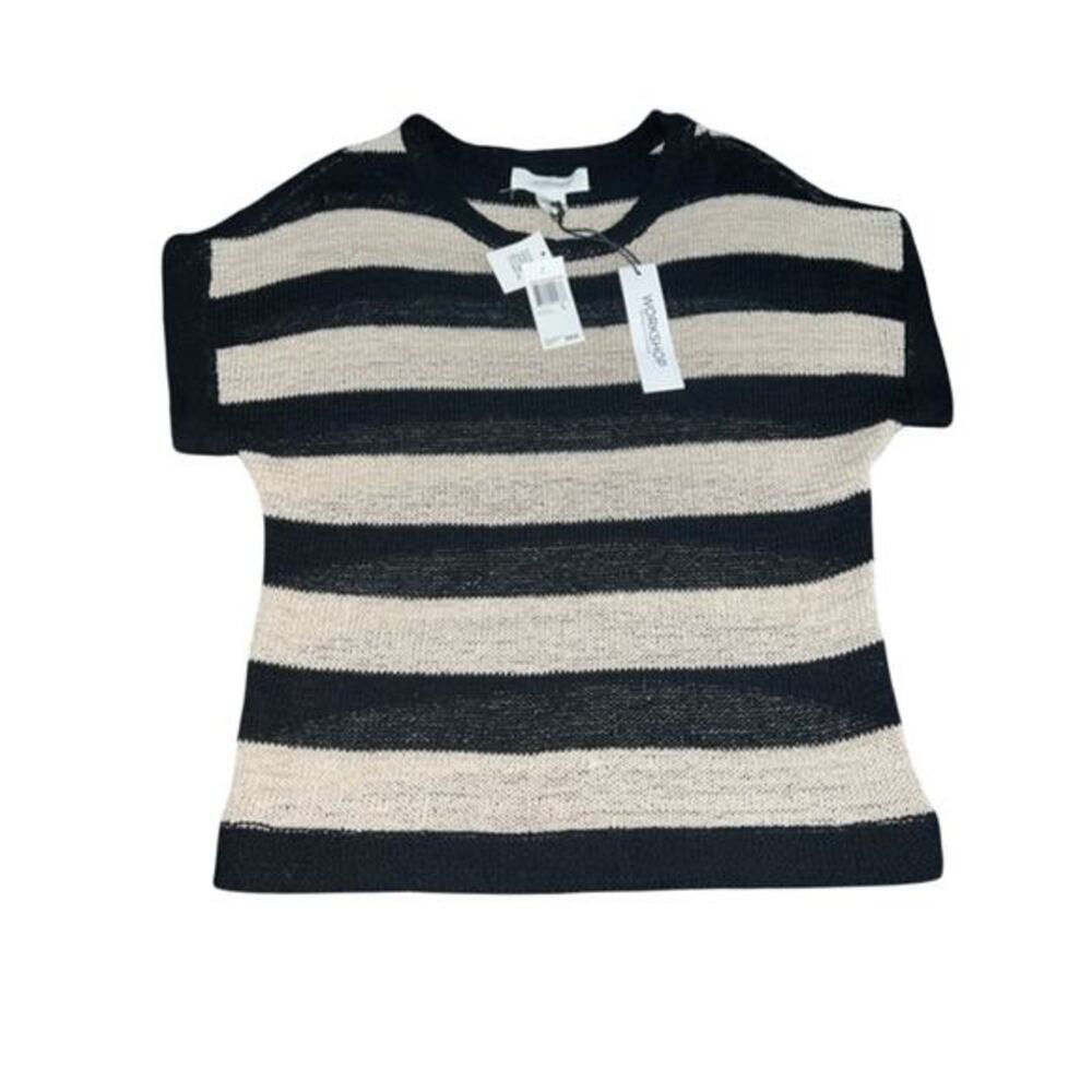 NWT WORKSHOP REPUBLIC CLOTHING BLACK & IVORY SWEATER SZ L